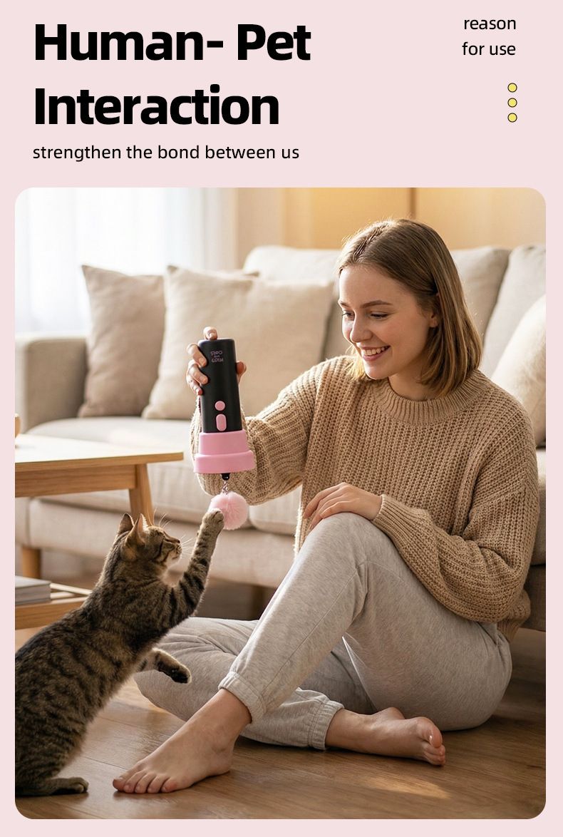 Electric Cat Fishing Wand Toy: One-Button Launch with Spring Retraction, the Perfect Stress-Relief Toy for Human-Pet Interaction/Black [gift battery *2+ replacement head *2+ screwdriver] - Image 6