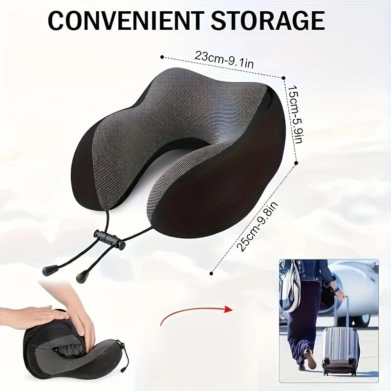 Outdoor Travel Car Pillow, 1pc Memory Foam Hooded U-shaped Neck Pillow, Washable, Neck Pillow with Hood.GREY - Image 6