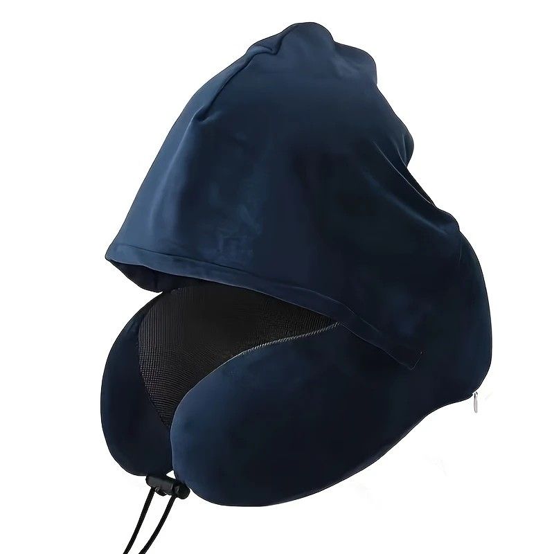 Outdoor Travel Car Pillow, 1pc Memory Foam Hooded U-shaped Neck Pillow, Washable, Neck Pillow with Hood.GREY - Image 8