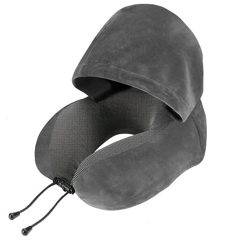 Outdoor Travel Car Pillow, 1pc Memory Foam Hooded U-shaped Neck Pillow, Washable, Neck Pillow with Hood.navy blue - Image 7