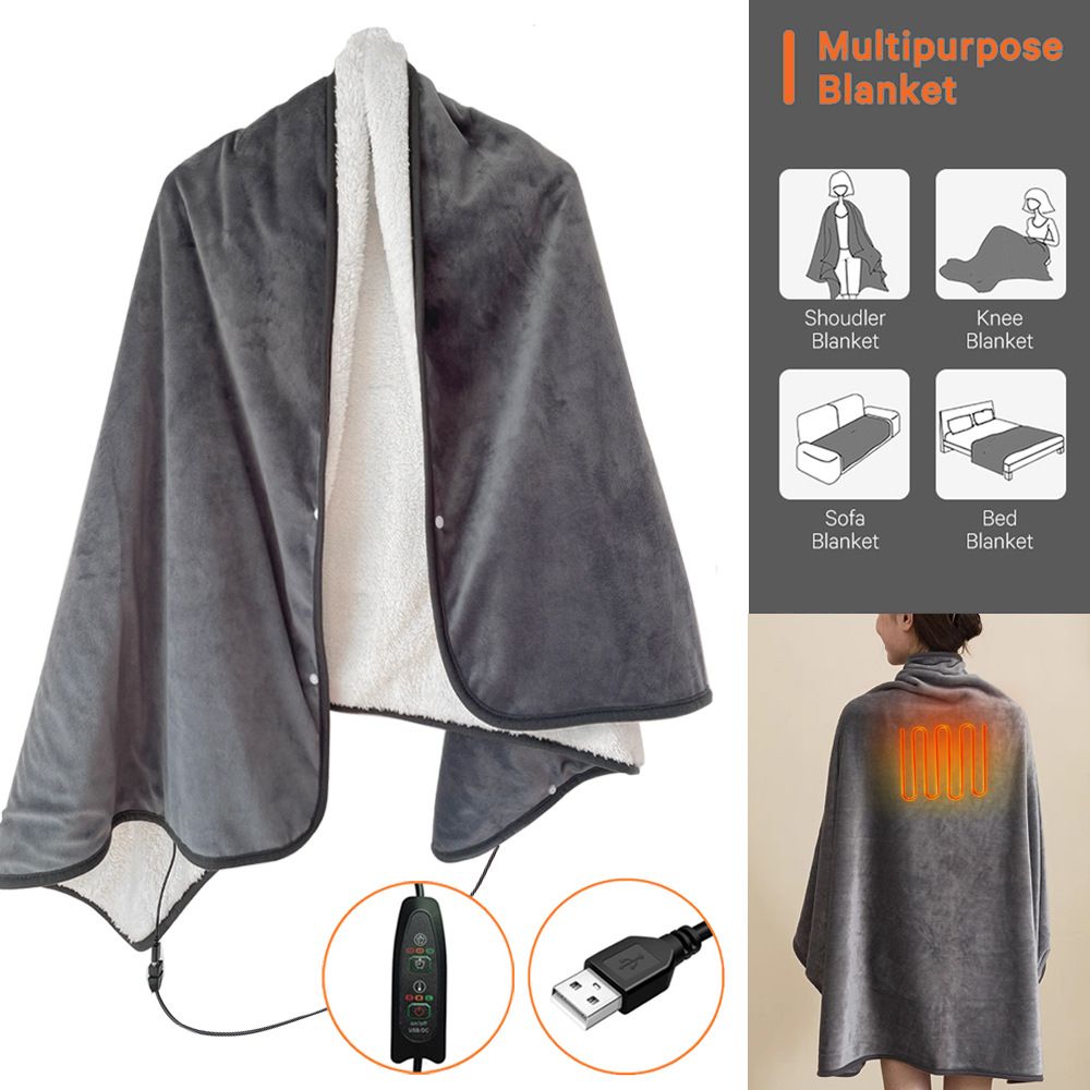 3-Setting Electric Heating Shawl | USB Rapid Warming, Portable & Machine Washable, Multifunctional Warming Blanket for Home, Office & Travel - Image 1