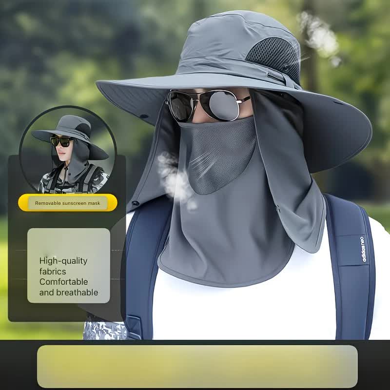 Army Green .Extra Wide Fishing Hat with Detachable Sun Visor and Neck Guard - The Perfect Choice for Summer Fishing, Hiking, and Outdoor Activities. - Image 2
