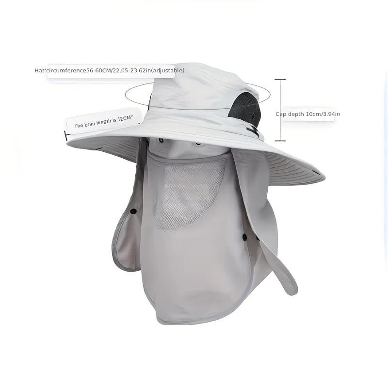 grey，Extra Wide Fishing Hat with Detachable Sun Visor and Neck Guard - The Perfect Choice for Summer Fishing, Hiking, and Outdoor Activities - Image 4