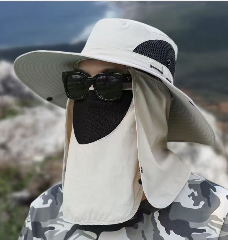 grey，Extra Wide Fishing Hat with Detachable Sun Visor and Neck Guard - The Perfect Choice for Summer Fishing, Hiking, and Outdoor Activities - Image 8