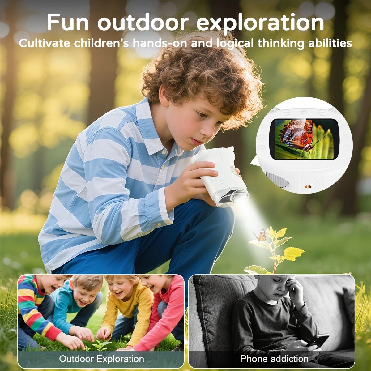 Children's 1000X Digital Microscope 2.4 Inch IPS Screen Portable Mini LED Microscope with Photo Video and PC Connection Science Educational Toy.WHITE - Image 3