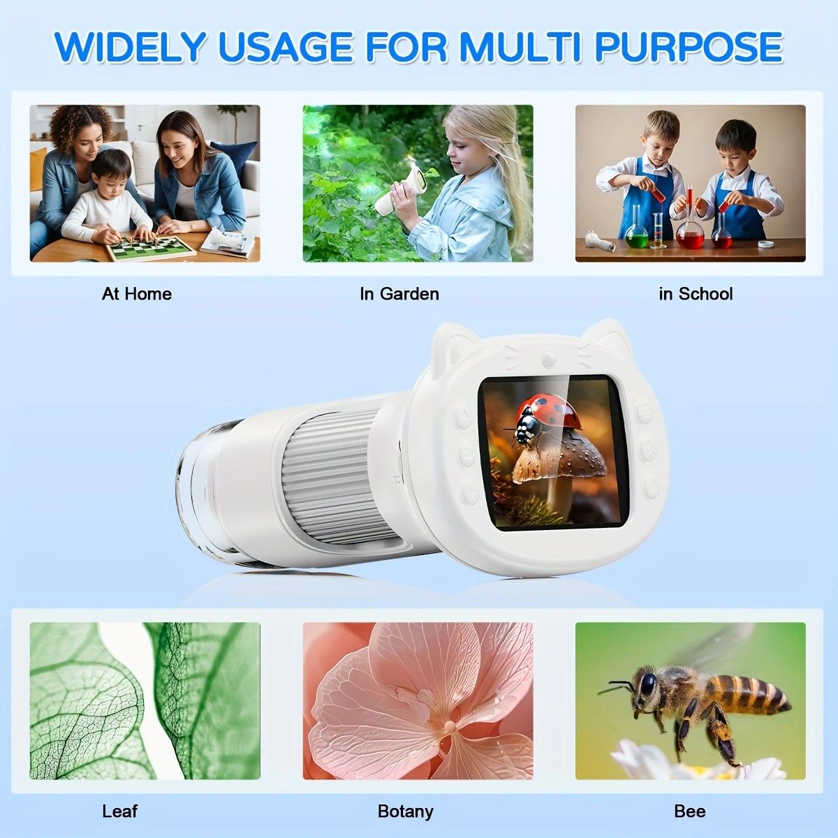Children's 1000X Digital Microscope 2.4 Inch IPS Screen Portable Mini LED Microscope with Photo Video and PC Connection Science Educational Toy.PINK - Image 5