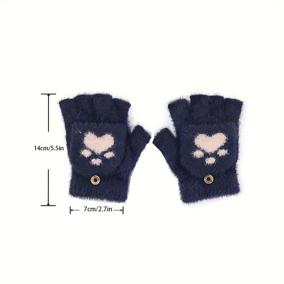 Faux Mink Fingerless Fleece-Lined Warm Gloves – Practical for Autumn/Winter, Heart Design with High-Elastic Cuff, Ideal for Office Use and Daily Hand Warmth.(khaki) - Image 2