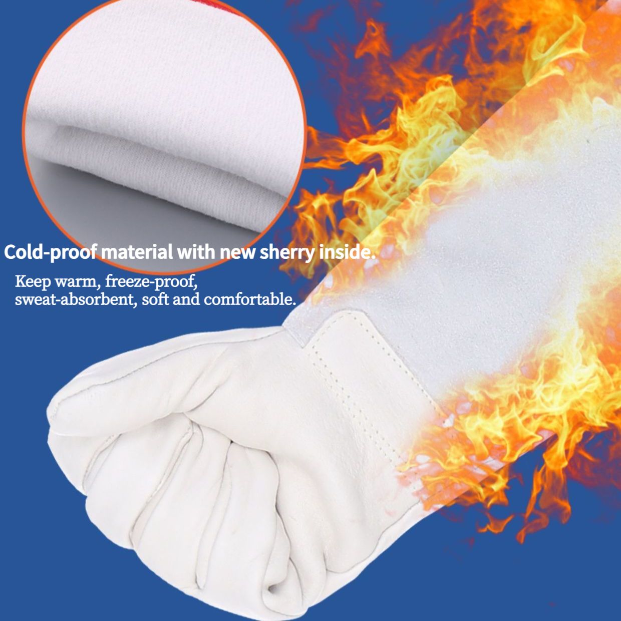 Thermal Leather Freezer Work Gloves – Thinsulate Lined, Kevlar Reinforced Cold Store & Outdoor Winter Safety Gloves(40CM/15.75IN) - Image 3