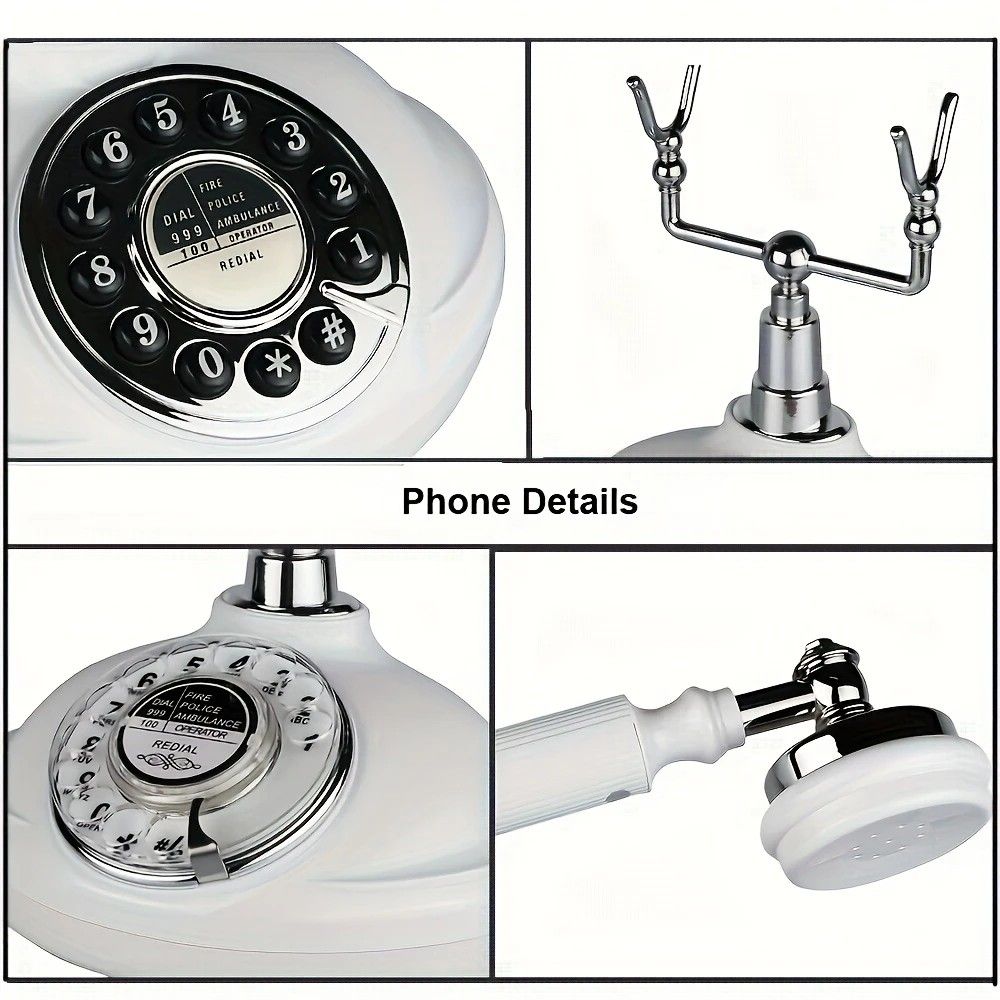 European Retro Desktop Phone: Classic design meets modern utility, perfect for home and office, reviving elegant call moments.(White button) - Image 5