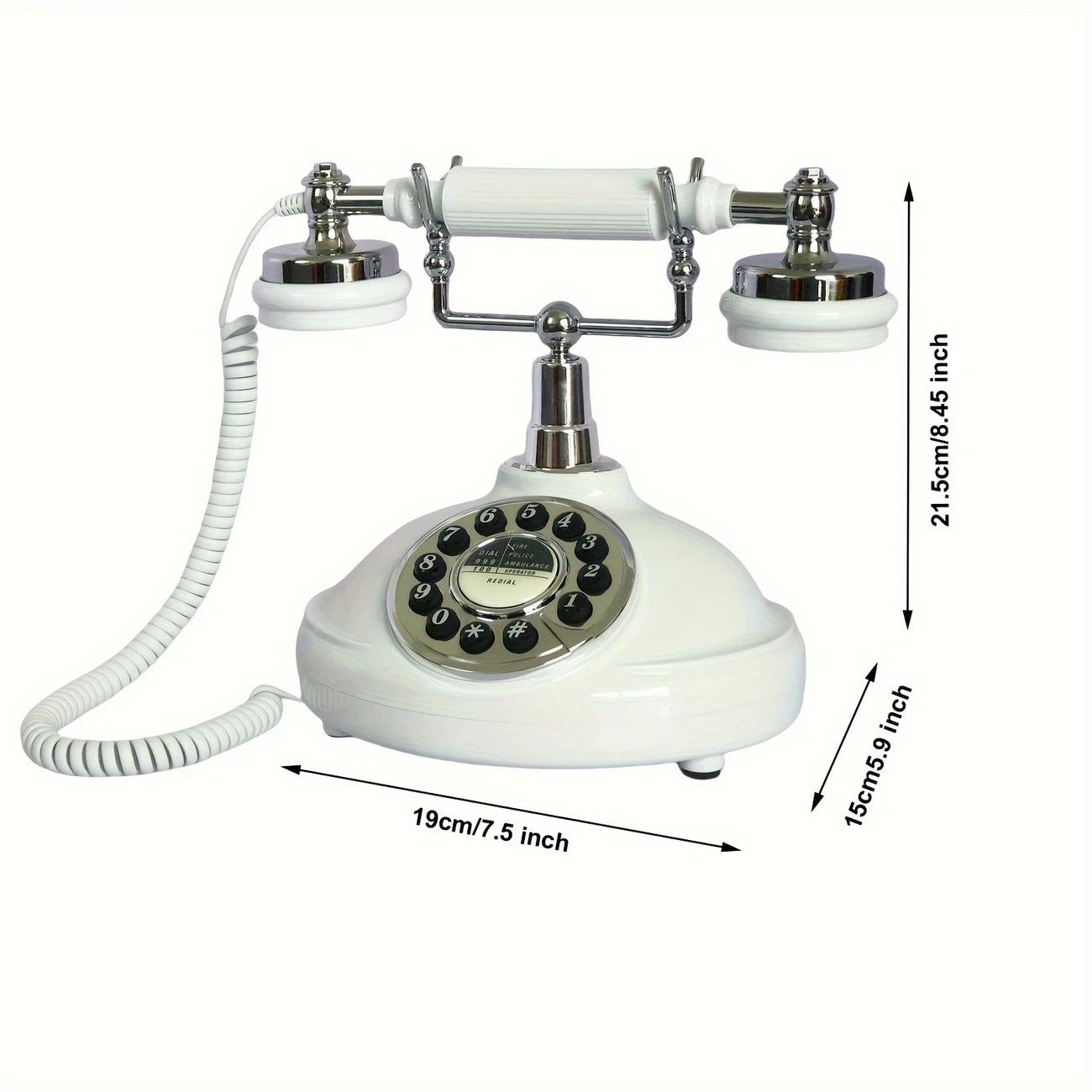 European Retro Desktop Phone: Classic design meets modern utility, perfect for home and office, reviving elegant call moments.(White turntable) - Image 3