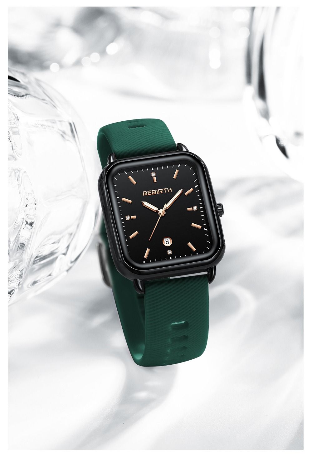 Elegant Retro Preppy Style Women's Quartz Watch - Square Black Dial with Pink Silicone Strap, Zinc Alloy Case, Non-Rechargeable Battery/PINK - Image 6