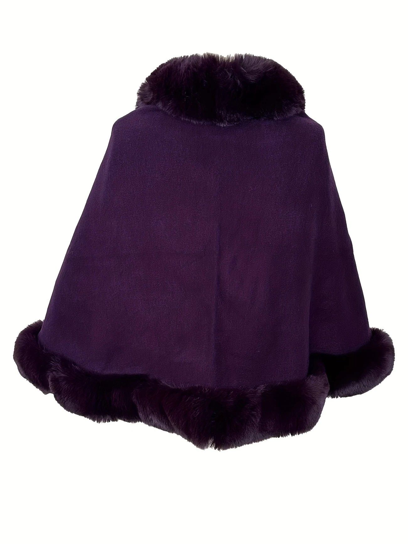 Imitation Mink Collar Knit Shawl: Autumn/Winter Retro Cape, Elegant, Versatile, and Flattering（purple） - Image 3