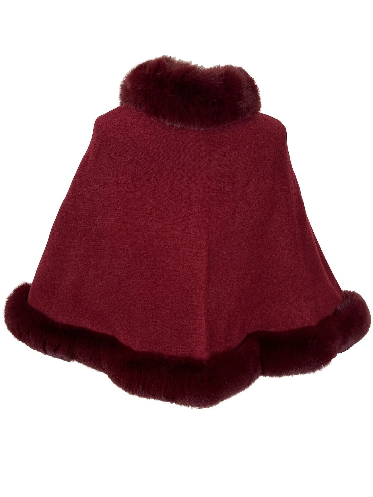 Imitation Mink Collar Knit Shawl: Autumn/Winter Retro Cape, Elegant, Versatile, and Flattering。（claret-red） - Image 4