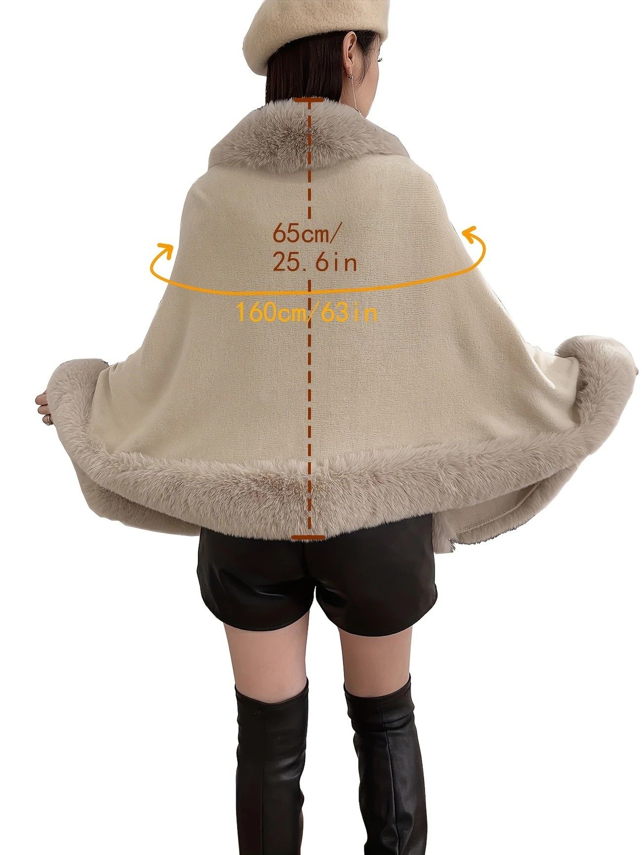 Imitation Mink Collar Knit Shawl: Autumn/Winter Retro Cape, Elegant, Versatile, and Flattering。（claret-red） - Image 6
