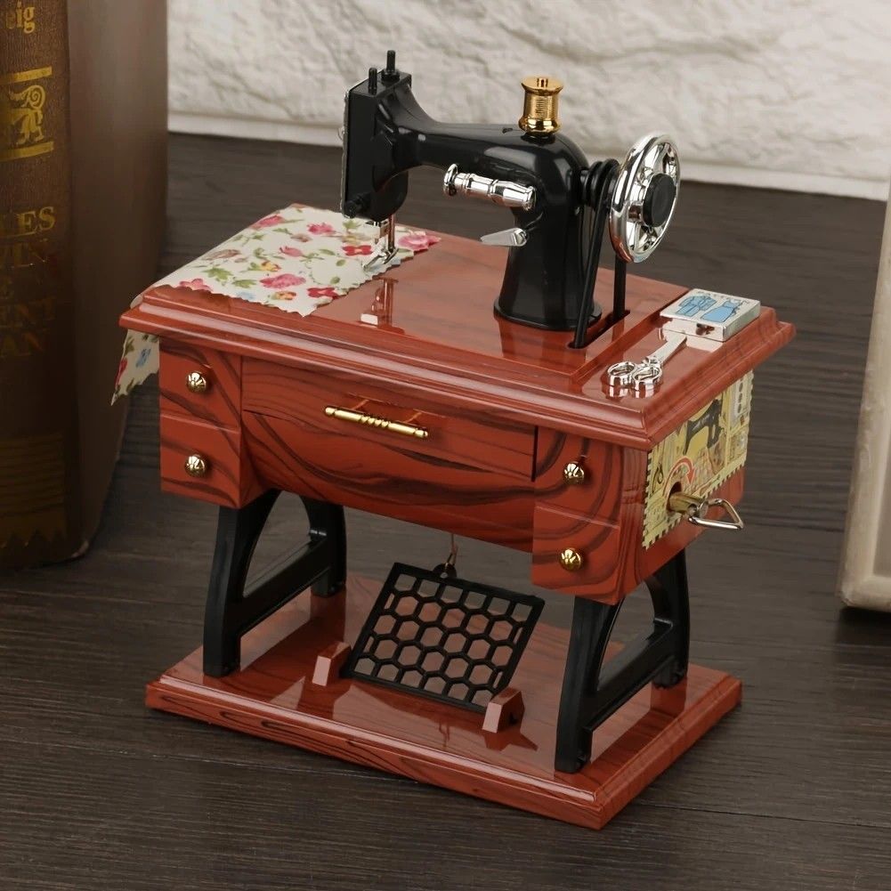 Vintage Sewing Machine Music Box – Winding Out Melodies of Time, Preserving Memories of the Years - Image 2