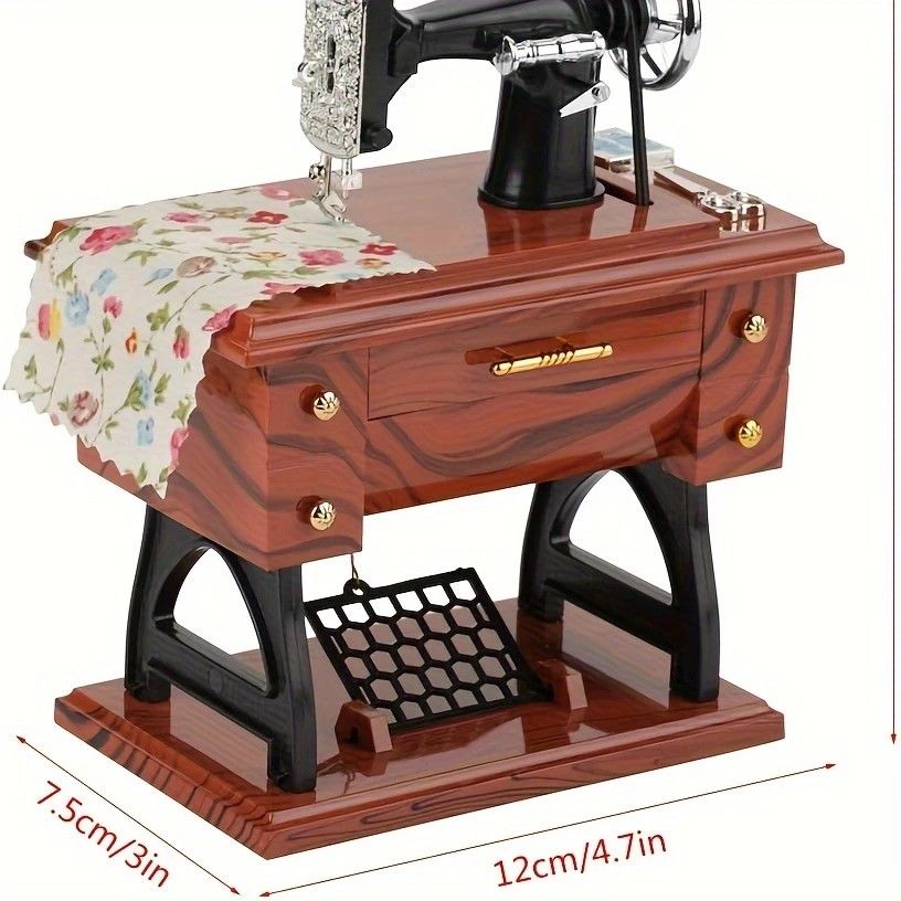Vintage Sewing Machine Music Box – Winding Out Melodies of Time, Preserving Memories of the Years - Image 3