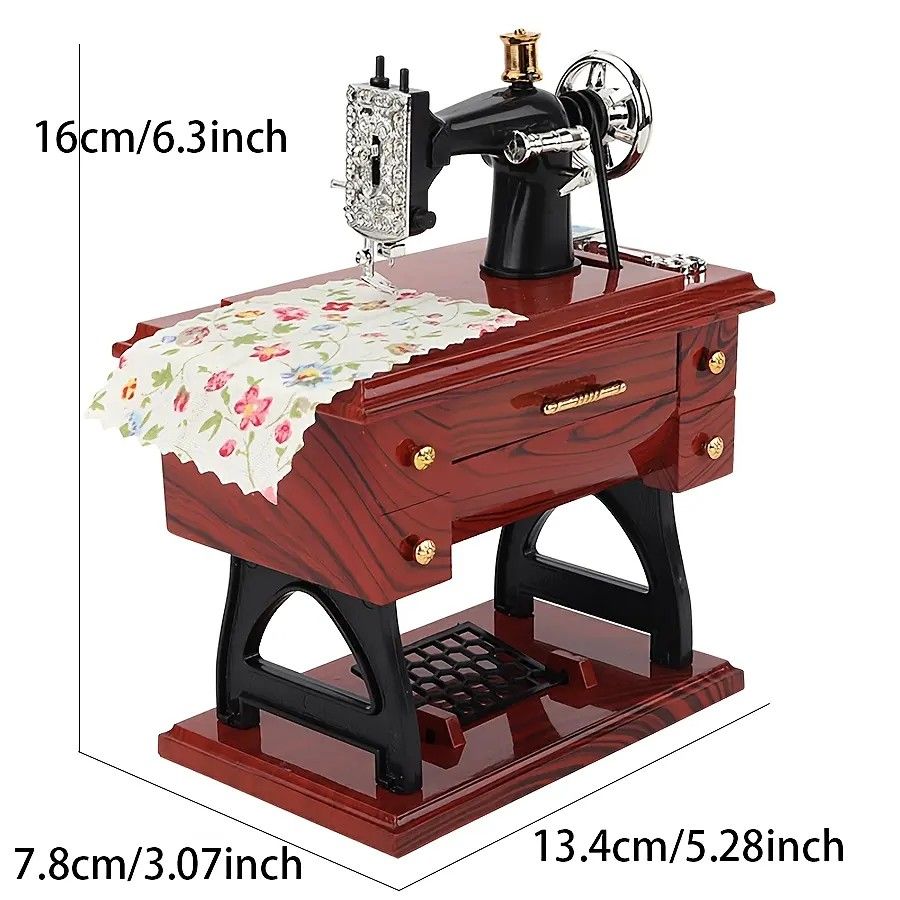 Vintage Sewing Machine Music Box – Winding Out Melodies of Time, Preserving Memories of the Years - Image 6