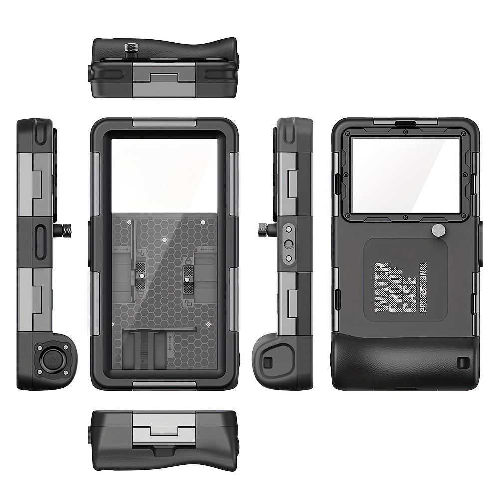 15m Waterproof Phone Case for Diving & Surfing - 1 Hour Underwater Shooting, Dual Seal, Zinc Alloy Buckle, Fits iPhone Samsung Xiaomi up to 6.9 Inch(black+black) - Image 1