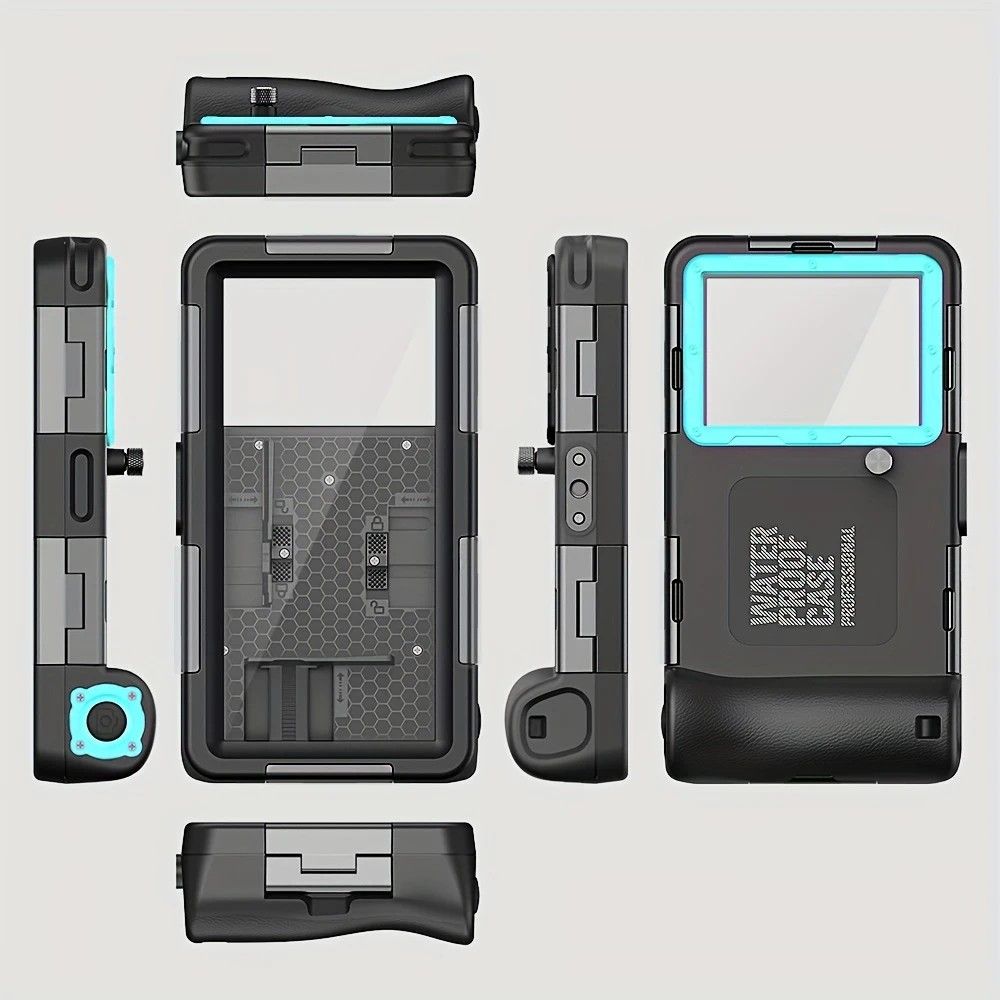 15m Waterproof Phone Case for Diving & Surfing - 1 Hour Underwater Shooting, Dual Seal, Zinc Alloy Buckle, Fits iPhone Samsung Xiaomi up to 6.9 Inch(BLACK+BLUE) - Image 1
