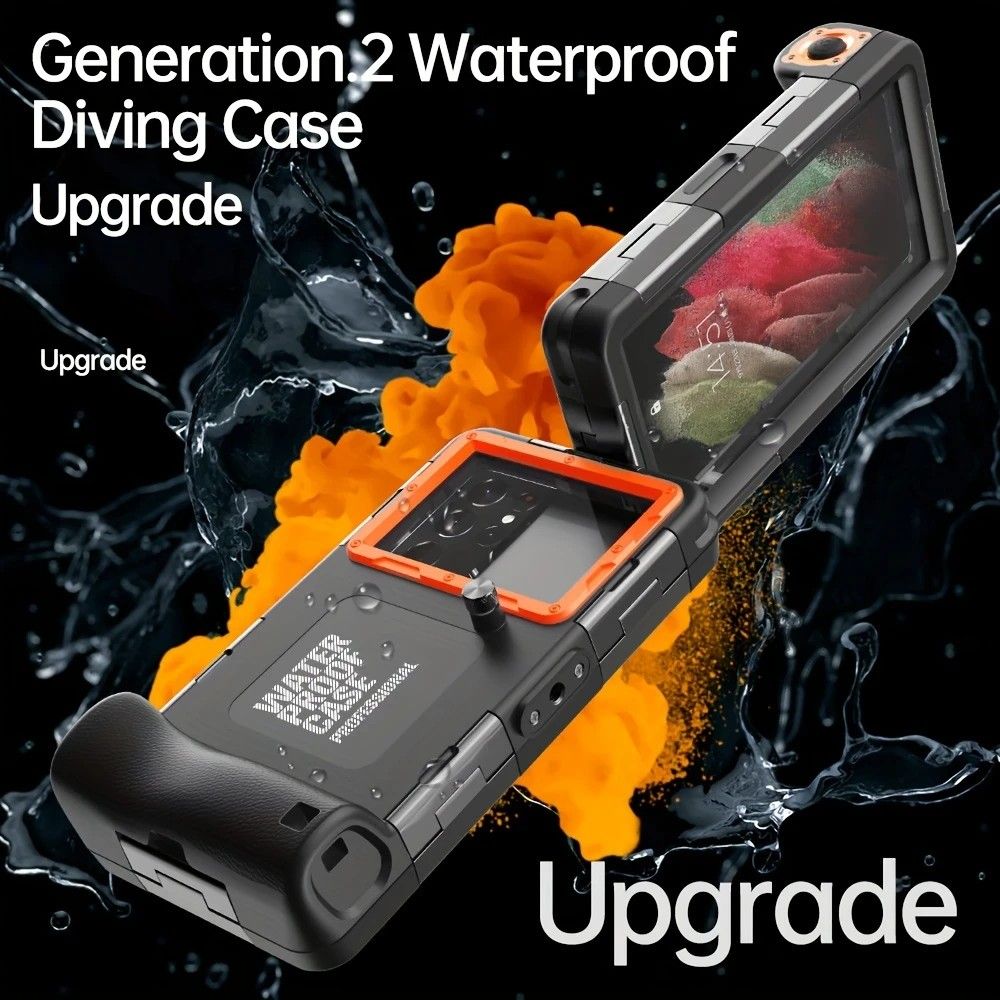 15m Waterproof Phone Case for Diving & Surfing - 1 Hour Underwater Shooting, Dual Seal, Zinc Alloy Buckle, Fits iPhone Samsung Xiaomi up to 6.9 Inch(black+orange) - Image 5