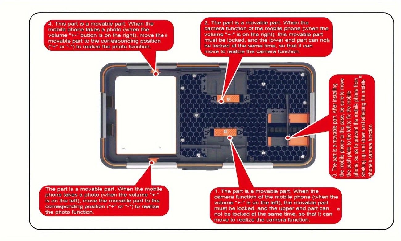 15m Waterproof Phone Case for Diving & Surfing - 1 Hour Underwater Shooting, Dual Seal, Zinc Alloy Buckle, Fits iPhone Samsung Xiaomi up to 6.9 Inch(black+orange) - Image 7