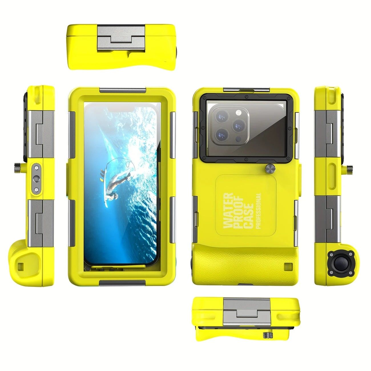 15m Waterproof Phone Case for Diving & Surfing - 1 Hour Underwater Shooting, Dual Seal, Zinc Alloy Buckle, Fits iPhone Samsung Xiaomi up to 6.9 Inch(yellow+black) - Image 1