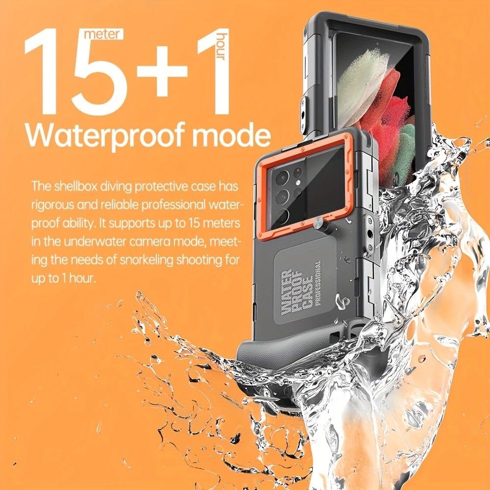 15m Waterproof Phone Case for Diving & Surfing - 1 Hour Underwater Shooting, Dual Seal, Zinc Alloy Buckle, Fits iPhone Samsung Xiaomi up to 6.9 Inch(black+green) - Image 2
