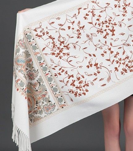 European-American Style Auspicious Embroidered Shawl Scarf, High-End Autumn & Winter Warm Outfit(navy blue) - Image 4