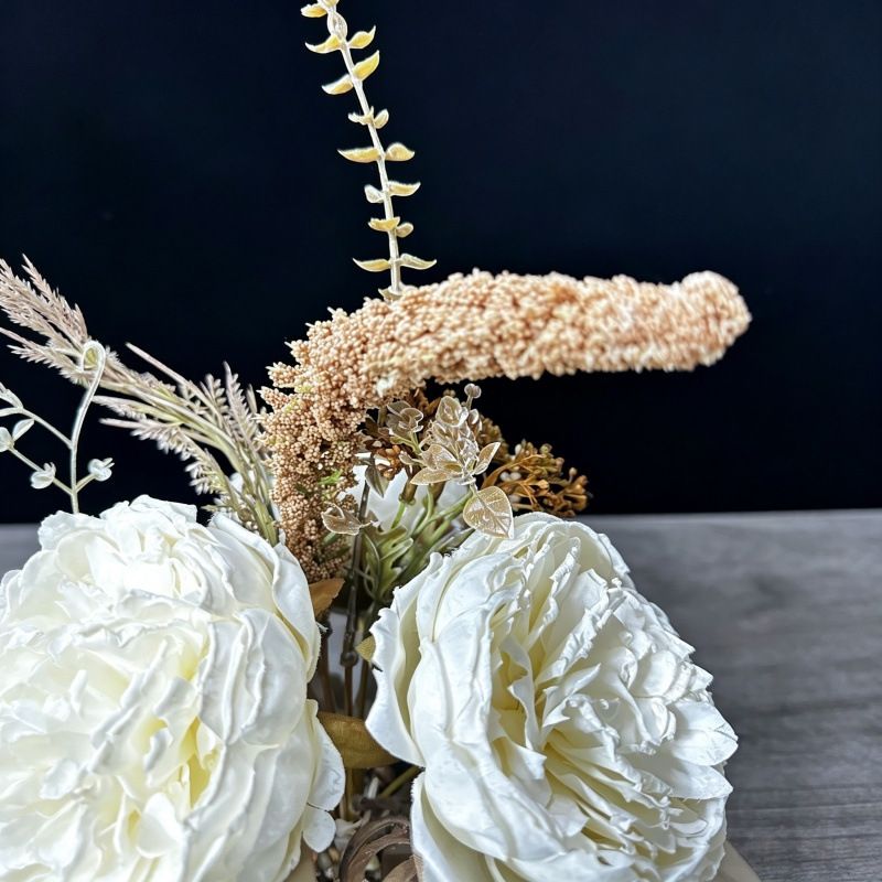 Light luxury simulated peony potted plant, handcrafted petals realistic and full, pumpkin planter round and versatile, no maintenance ready to display upon opening, brightens up new Chinese-style home spaces.(white) - Image 3