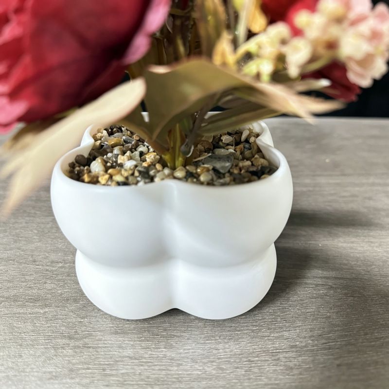 Light luxury simulated peony potted plant, handcrafted petals realistic and full, pumpkin planter round and versatile, no maintenance ready to display upon opening, brightens up new Chinese-style home spaces.(white) - Image 6