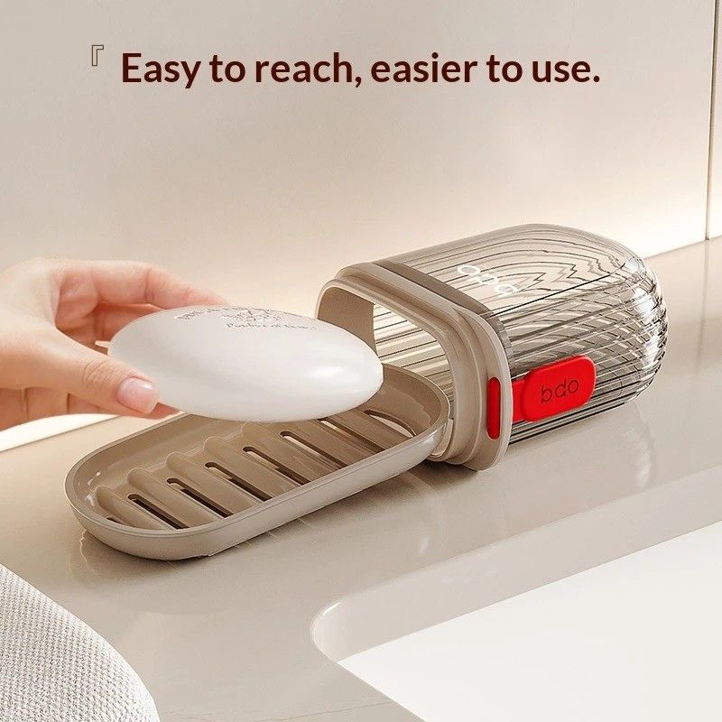 5PCS Portable Soap Case with Lid - Leak-proof Travel Soap Box, Compact Oval Soap Dispenser with Drain Holes, Transparent Lid for Easy Identification, Lightweight and Hygienic, Suitable for Camping, Gym, Bathroom, Kitchen - Durable PET Material, Bathroom S - Image 2