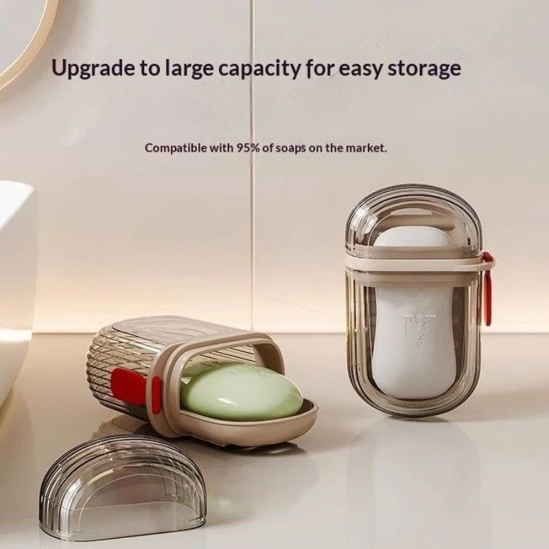5PCS Portable Soap Case with Lid - Leak-proof Travel Soap Box, Compact Oval Soap Dispenser with Drain Holes, Transparent Lid for Easy Identification, Lightweight and Hygienic, Suitable for Camping, Gym, Bathroom, Kitchen - Durable PET Material, Bathroom S - Image 3