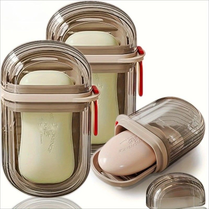 5PCS Portable Soap Case with Lid - Leak-proof Travel Soap Box, Compact Oval Soap Dispenser with Drain Holes, Transparent Lid for Easy Identification, Lightweight and Hygienic, Suitable for Camping, Gym, Bathroom, Kitchen - Durable PET Material, Bathroom S - Image 5