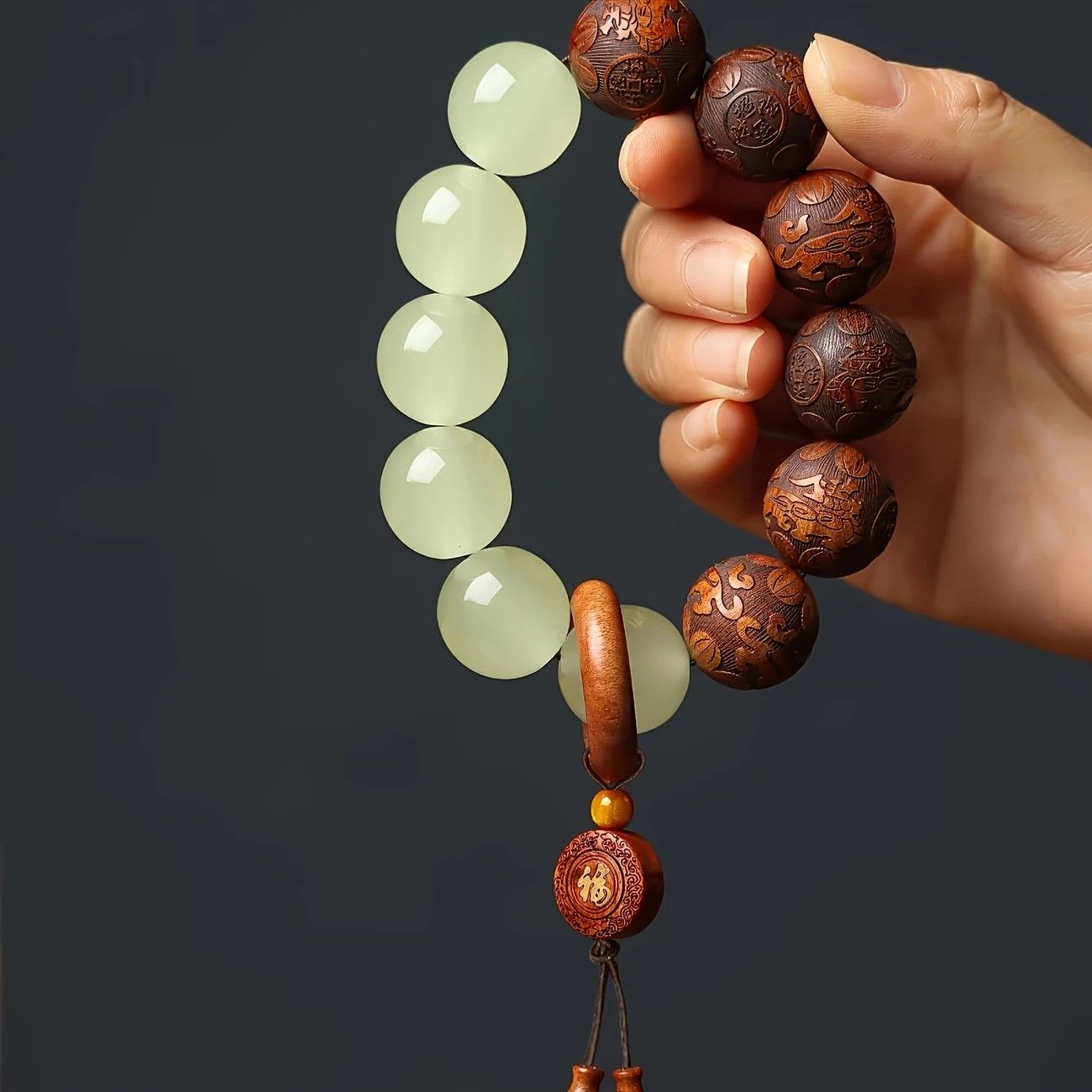 1pc Classic 12-bead 20mm Handmade Wooden Carved 