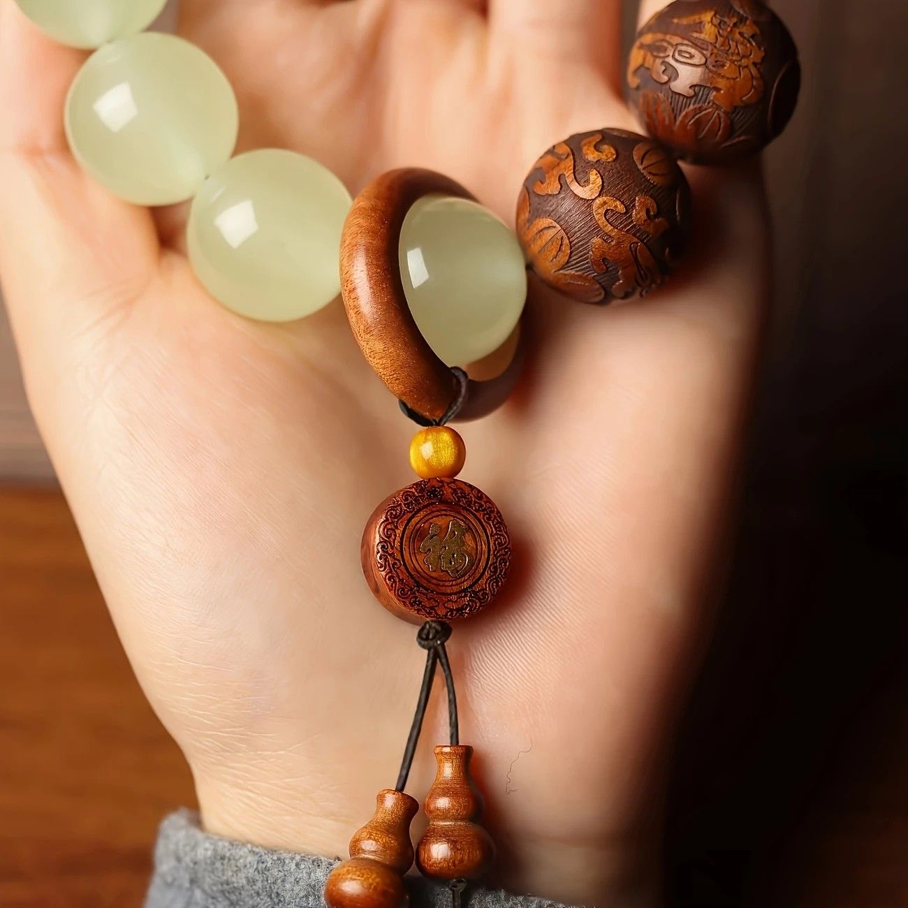 1pc Classic 12-bead 20mm Handmade Wooden Carved 