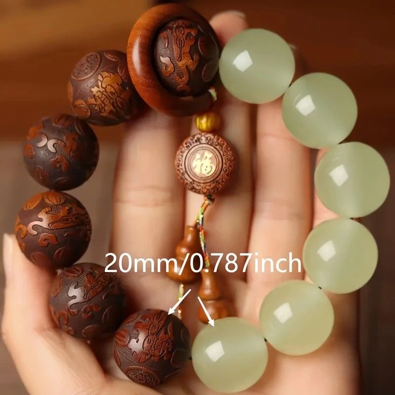 1pc Classic 12-bead 20mm Handmade Wooden Carved 