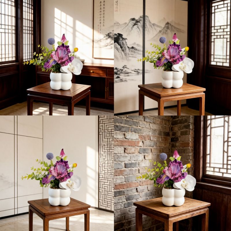 Simulated iris potted plant, floral artistry vibrant and colorful, pumpkin planter round and versatile, no maintenance ready to display upon opening, brightens up new Chinese-style and light luxury home spaces.（fuchsia） - Image 4