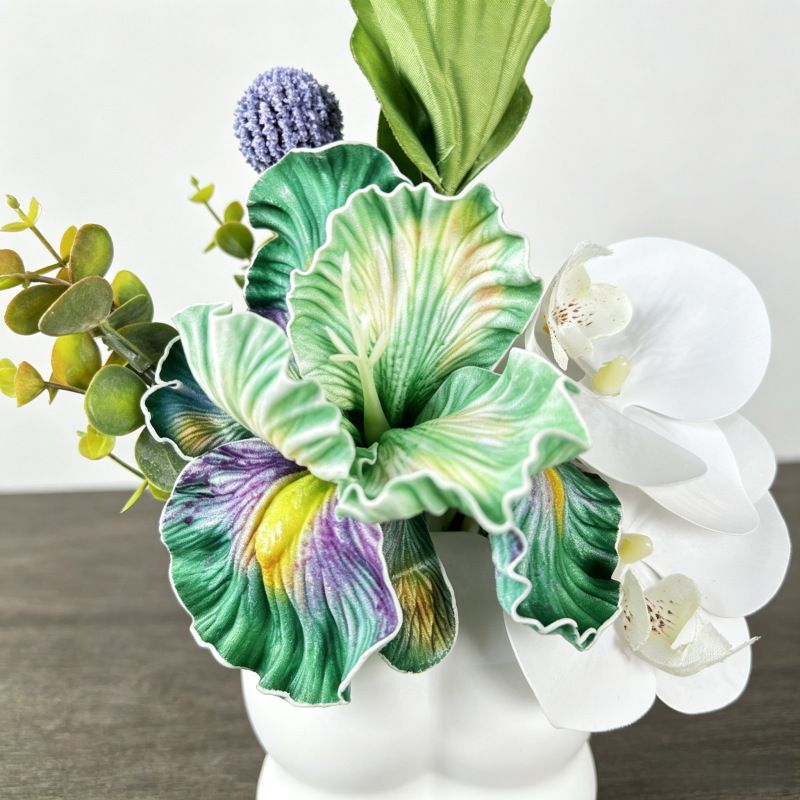 Simulated iris potted plant, floral artistry vibrant and colorful, pumpkin planter round and versatile, no maintenance ready to display upon opening, brightens up new Chinese-style and light luxury home spaces.(GREEN) - Image 3