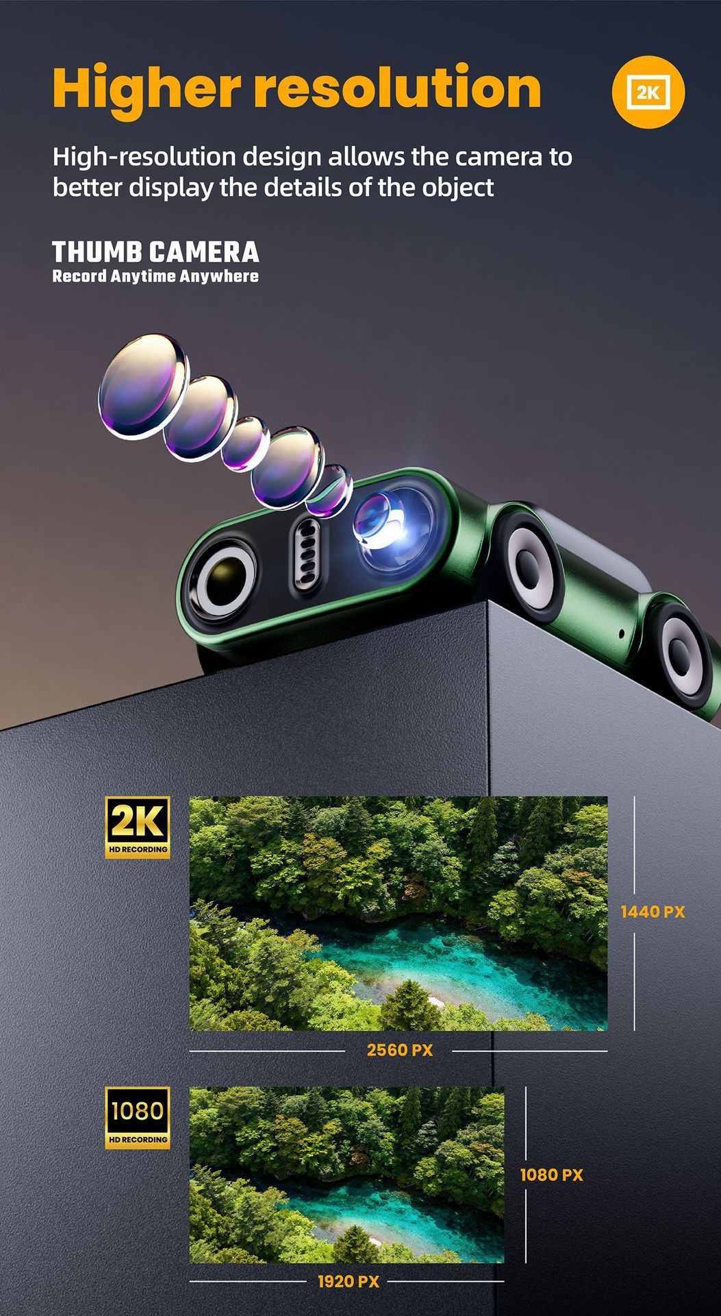 Creative Car-Shaped 2K HD Thumb Camera: Mini & Portable, Auto Focus, Clear in Low Light, Captures Every Wonderful Moment of Childhood and Life（G5 dark green 32G memory card） - Image 4