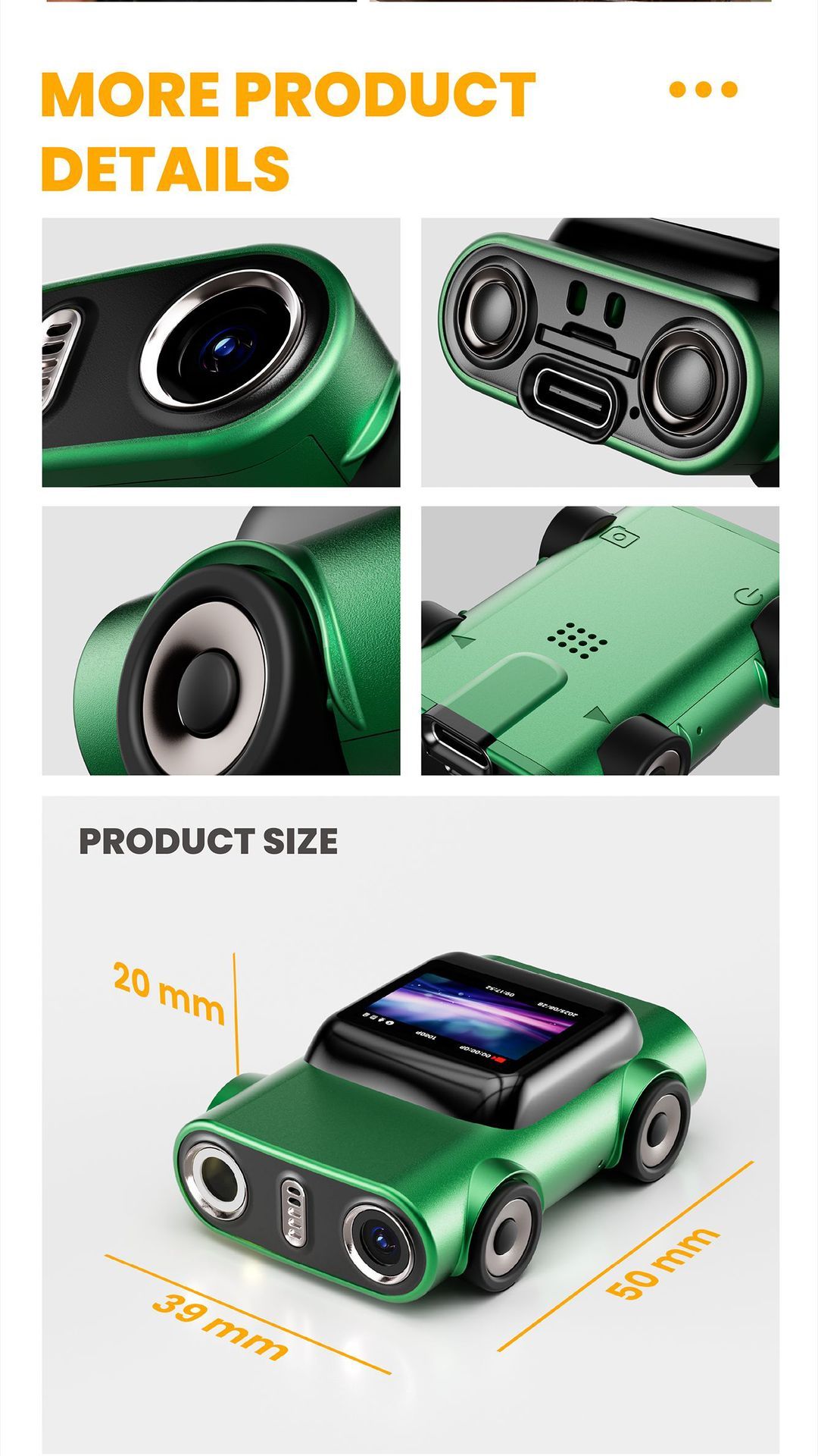 Creative Car-Shaped 2K HD Thumb Camera: Mini & Portable, Auto Focus, Clear in Low Light, Captures Every Wonderful Moment of Childhood and Life(G5 blue 32G memory card） - Image 2
