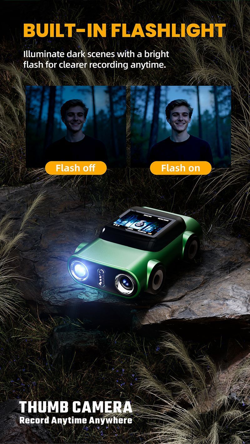 Creative Car-Shaped 2K HD Thumb Camera: Mini & Portable, Auto Focus, Clear in Low Light, Captures Every Wonderful Moment of Childhood and Life(G5 Rose Red 32G Memory Card） - Image 4