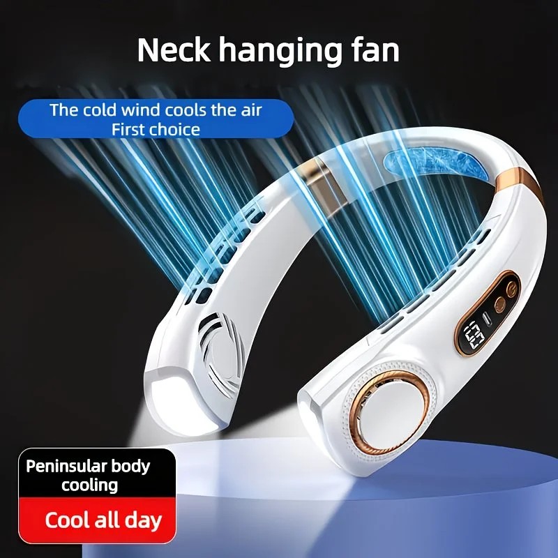 New Neck Hanging Fan Portable Mini USB Fan Personal Cooling Turbine Small Charging Quiet Lazy-Friendly.white - Image 3