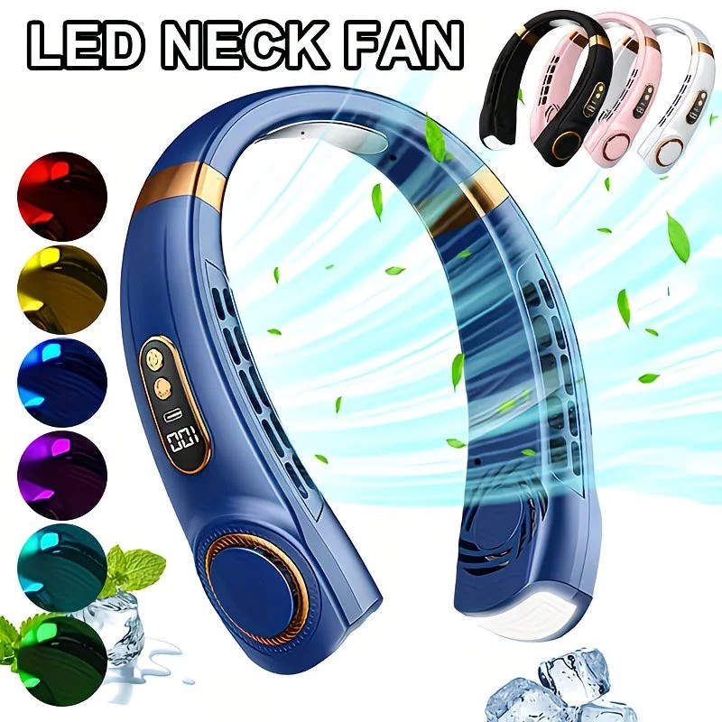 New Neck Hanging Fan Portable Mini USB Fan Personal Cooling Turbine Small Charging Quiet Lazy-Friendly.Black - Image 7