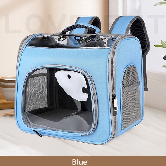 Pet Backpack Portable Transparent Foldable Comfort Design Hands-Free Travel for Cats Small Dogs(BLUE) - Image 1