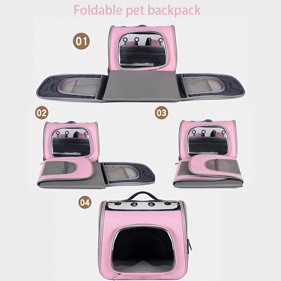 Pet Backpack Portable Transparent Foldable Comfort Design Hands-Free Travel for Cats Small Dogs(BLUE) - Image 7