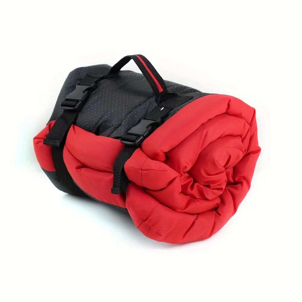 High-quality moisture-proof thick portable camping dog bed suitable for medium / large / small dogs - durable polyester outdoor mat with handle foldable design suitable for travel home and camping trips camping bed(red) - Image 1