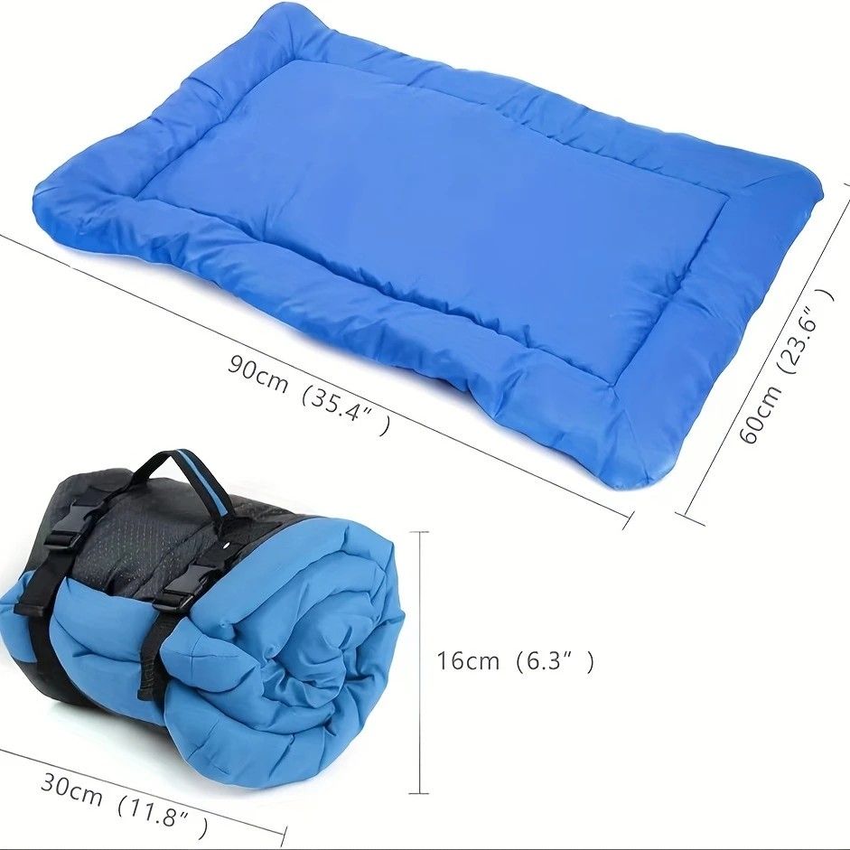High-quality moisture-proof thick portable camping dog bed suitable for medium / large / small dogs - durable polyester outdoor mat with handle foldable design suitable for travel home and camping trips camping bed(red) - Image 4