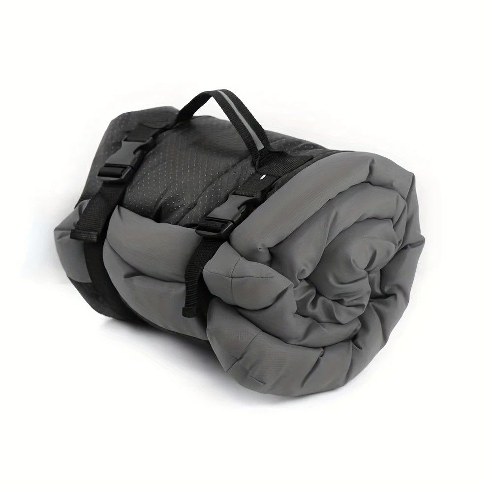 High-quality moisture-proof thick portable camping dog bed suitable for medium / large / small dogs - durable polyester outdoor mat with handle foldable design suitable for travel home and camping trips camping bed.GREY - Image 1