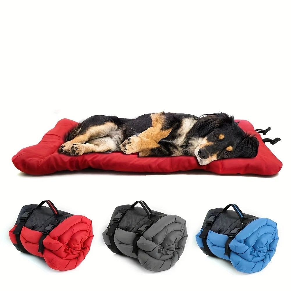 High-quality moisture-proof thick portable camping dog bed suitable for medium / large / small dogs - durable polyester outdoor mat with handle foldable design suitable for travel home and camping trips camping bed.GREY - Image 2