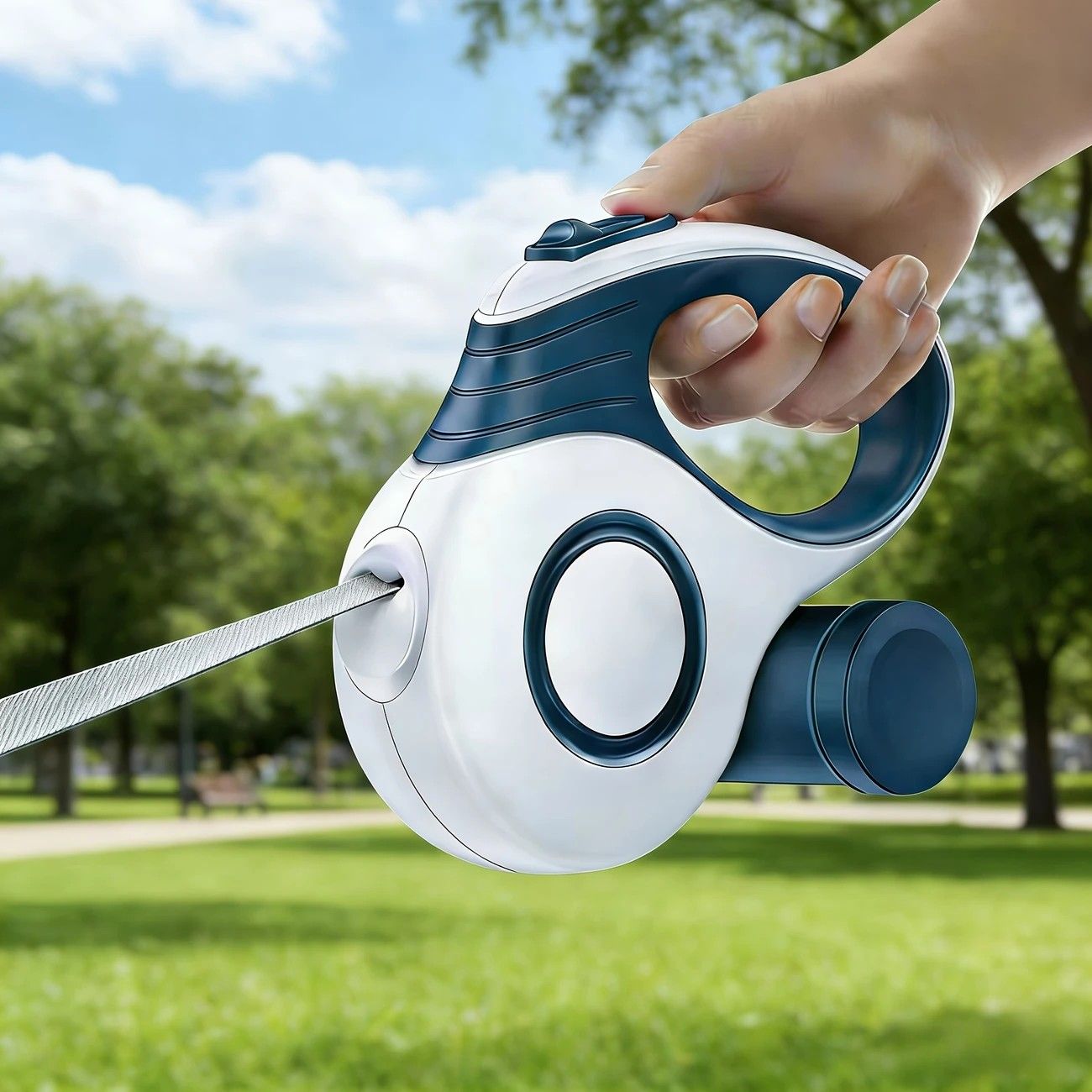 Multi-function Automatic Retractable Pet Leash: High-Strength Anti-Break, One-Click Lock, Comfortable Grip, Eco-Friendly Waste Disposal, 3 Meters/118.11 Inches for Secure Dog Walking(blue) - Image 7
